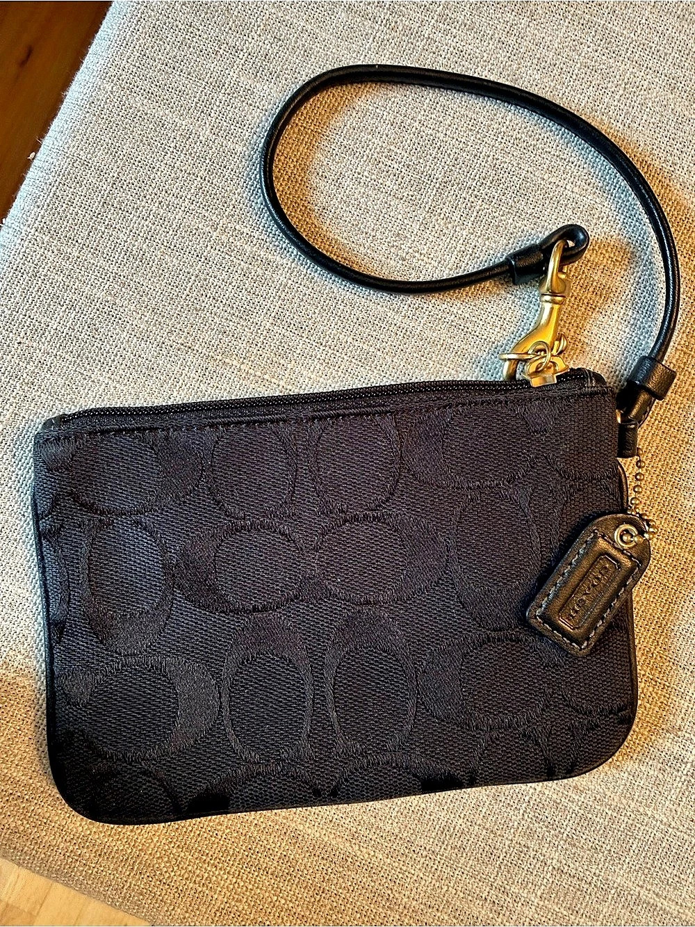 Vintage Coach Signature C Wristlet with Leather Patch Black Signature Wristlet C